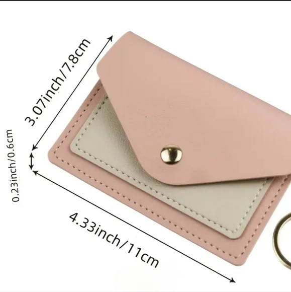 NWT Vegan Leather Two Tone Envelope Flap Card Holder/Keychain - Picture 2 of 4